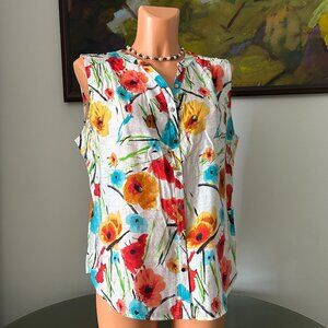 Milano NWT Floral Multicolor Sleeveless Blouse